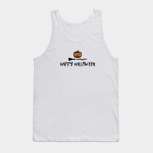 Happy Halloween Pumpkin Head and Broom Tank Top